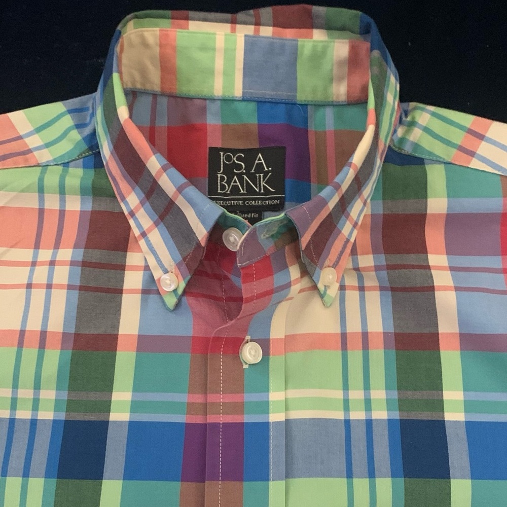 Jos. A. Bank Multicolor Plaid Casual Button Down Shirt